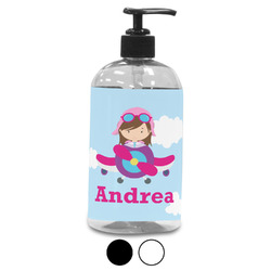 Airplane & Girl Pilot Plastic Soap / Lotion Dispenser (Personalized)