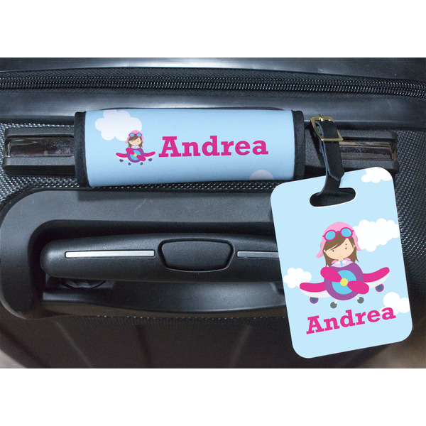 Airplane & Girl Pilot Luggage Wrap & Tag