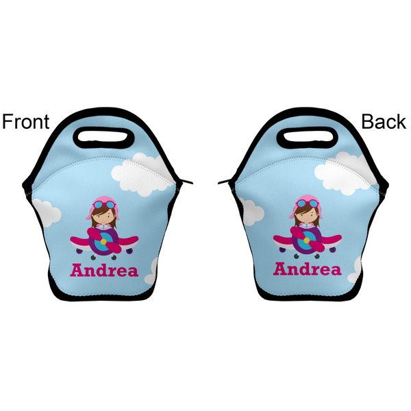 Airplane & Girl Pilot Lunch Bag - Front and Back