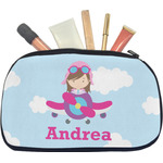 Airplane & Girl Pilot Makeup / Cosmetic Bag - Medium (Personalized)