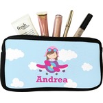 Airplane & Girl Pilot Makeup / Cosmetic Bag - Small (Personalized)