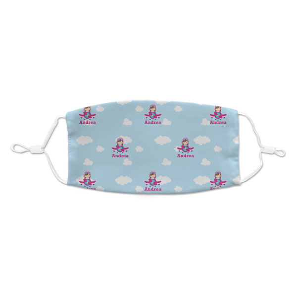 Custom Airplane & Girl Pilot Kid's Cloth Face Mask - Standard (Personalized)