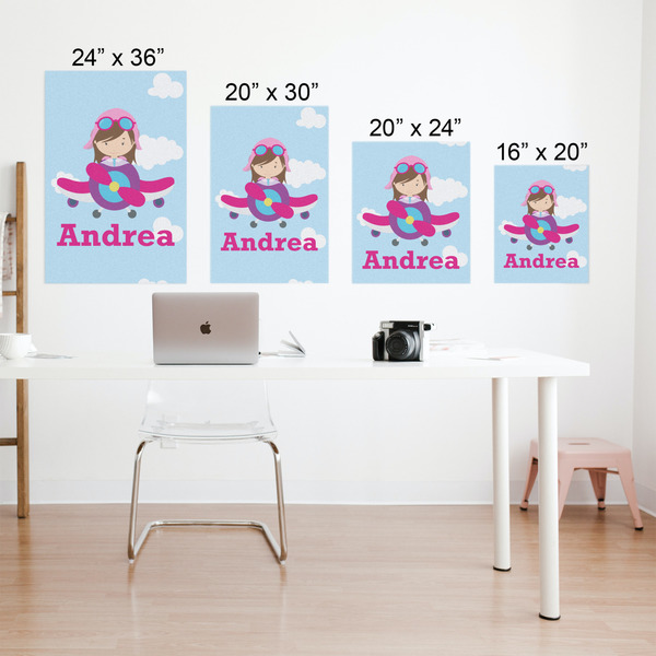 Airplane & Girl Pilot Matte Poster - Sizes