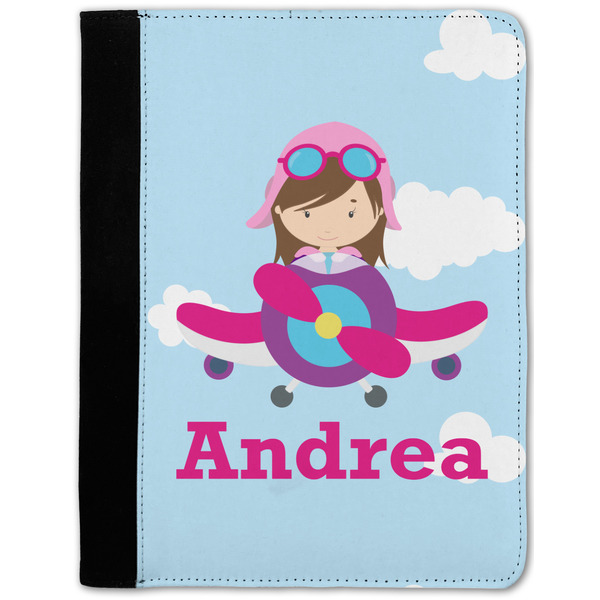 Custom Airplane & Girl Pilot Notebook Padfolio w/ Name or Text