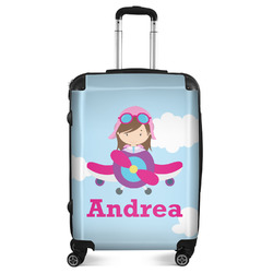 Airplane & Girl Pilot Suitcase - 24" Medium - Checked (Personalized)