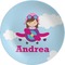 Airplane & Girl Pilot Melamine Plate (Personalized)