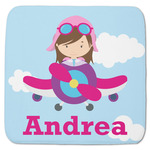 Airplane & Girl Pilot Memory Foam Bath Mat - 48"x48" (Personalized)