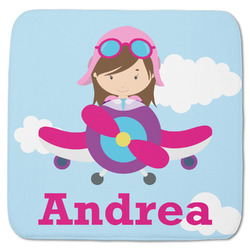 Airplane & Girl Pilot Memory Foam Bath Mat - 48"x48" (Personalized)