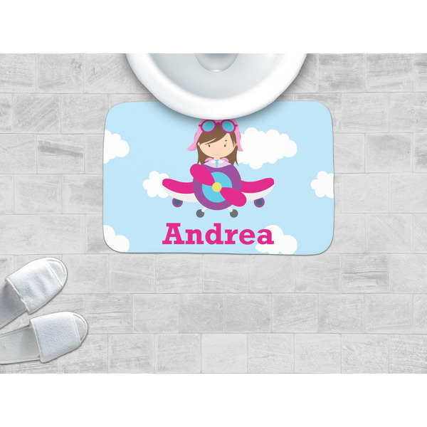 Airplane & Girl Pilot Memory Foam Bath Mat - LIFESTYLE
