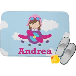 Airplane & Girl Pilot Memory Foam Bath Mat - 34"x21" (Personalized)