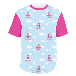 Airplane & Girl Pilot Men's Crew T-Shirt (Personalized)