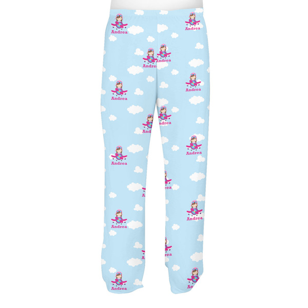 Airplane & Girl Pilot Men's Pjs Back - on model