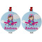 Airplane & Girl Pilot Metal Ball Ornament - Front and Back
