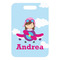 Airplane & Girl Pilot Metal Luggage Tag - Front Without Strap