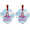 Airplane & Girl Pilot Metal Paw Ornament - Front and Back