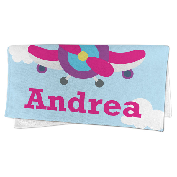 Airplane & Girl Pilot Microfiber Dish Rag - FOLDED (half)