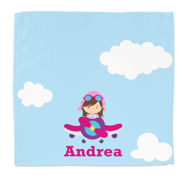 Custom Airplane & Girl Pilot Microfiber Dish Rag (Personalized)