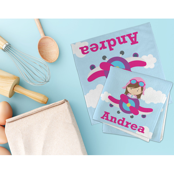 Airplane & Girl Pilot Microfiber Dish Rag - LIFESTYLE