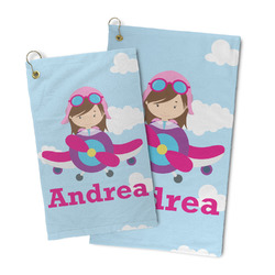 Airplane & Girl Pilot Microfiber Golf Towel (Personalized)