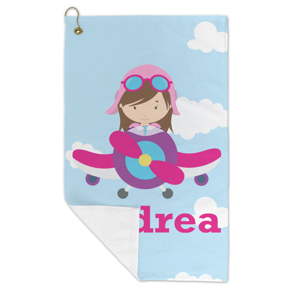 Airplane & Girl Pilot Microfiber Golf Towels - FOLD