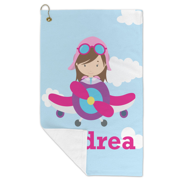 Airplane & Girl Pilot Microfiber Golf Towels - FOLD