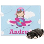 Airplane & Girl Pilot Dog Blanket (Personalized)