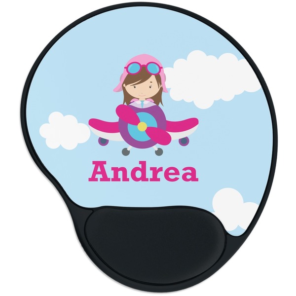 Custom Airplane & Girl Pilot Mouse Pad with Wrist Support