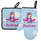 Airplane & Girl Pilot Left Oven Mitt & Pot Holder Set w/ Name or Text