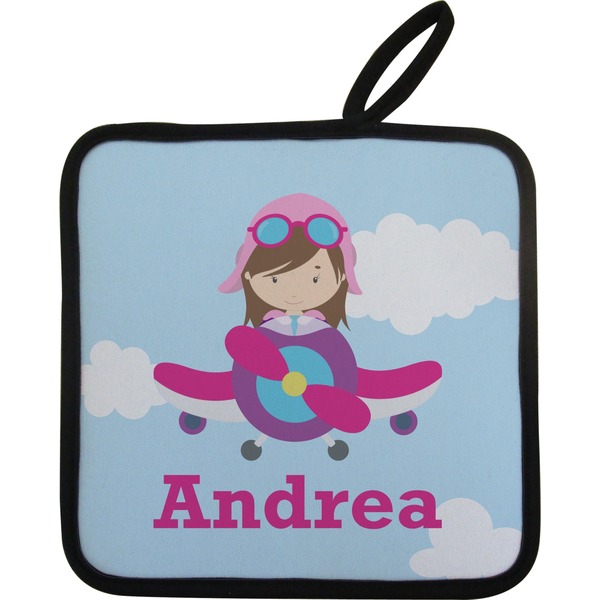 Airplane & Girl Pilot Neoprene Pot Holder