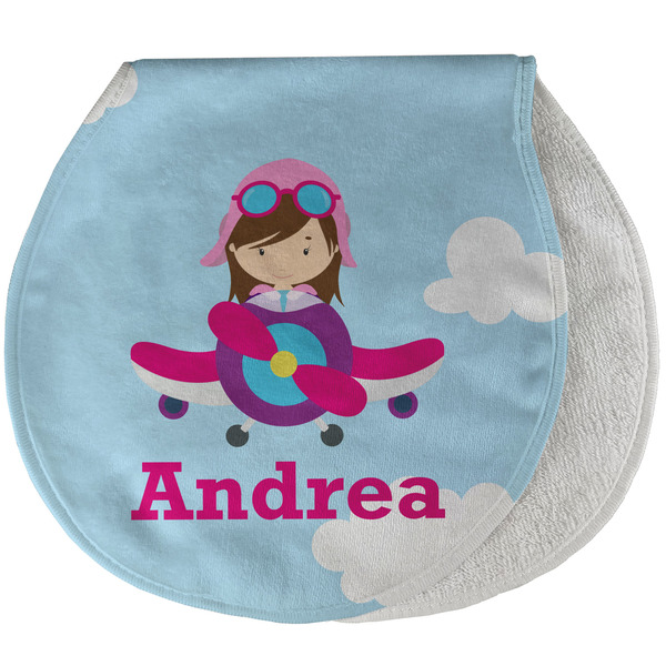 Airplane & Girl Pilot New Baby Burp Folded