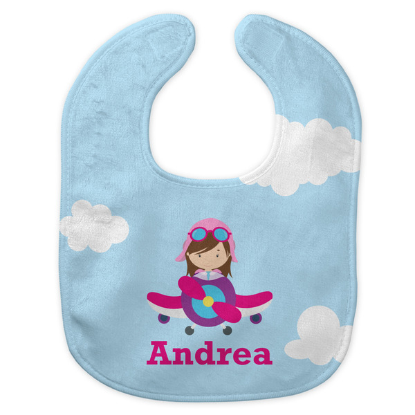 Airplane & Girl Pilot New Bib Flat Approval