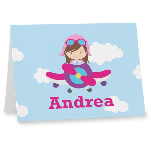 Custom Airplane & Girl Pilot Note cards (Personalized)