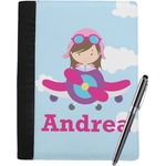 Airplane & Girl Pilot Notebook Padfolio - Large w/ Name or Text
