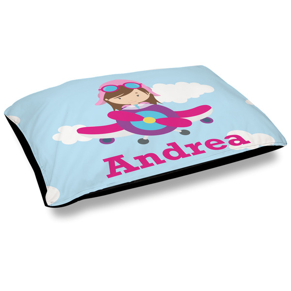 Custom Airplane & Girl Pilot Dog Bed w/ Name or Text