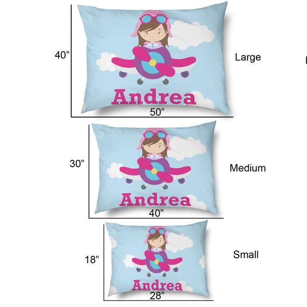 Airplane & Girl Pilot Outdoor Dog Beds - SIZE CHART