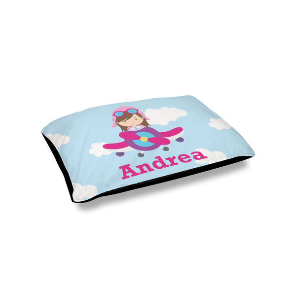 Custom Airplane & Girl Pilot Outdoor Dog Bed - Small (Personalized)