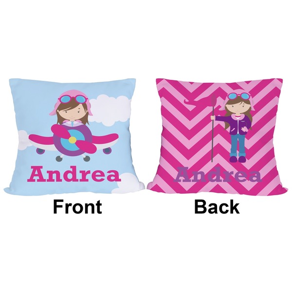 Airplane & Girl Pilot Outdoor Pillow - 20x20