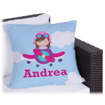 Airplane & Girl Pilot Outdoor Pillow - 18" (Personalized)