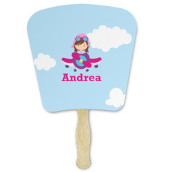 Airplane & Girl Pilot Paper Fan (Personalized)