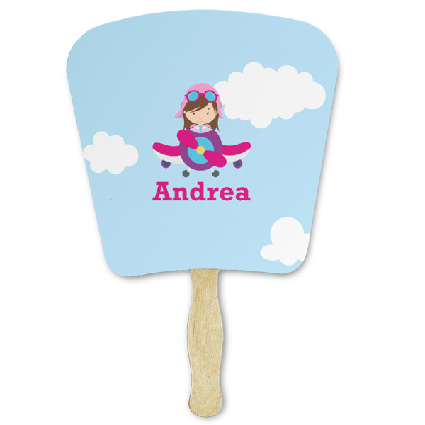 Custom Airplane & Girl Pilot Paper Fan (Personalized)