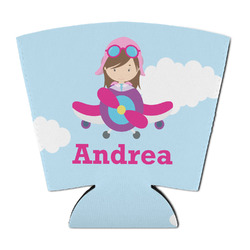 Airplane & Girl Pilot Party Cup Sleeve - with Bottom (Personalized)