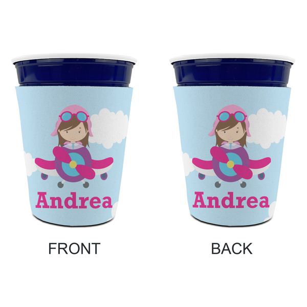 Airplane & Girl Pilot Party Cup Sleeves - without bottom - Approval