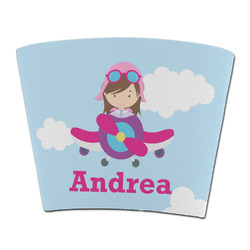 Airplane & Girl Pilot Party Cup Sleeve - without bottom (Personalized)