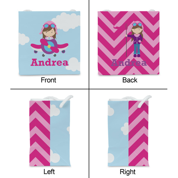 Airplane & Girl Pilot Party Favor Gift Bag - Matte - Approval
