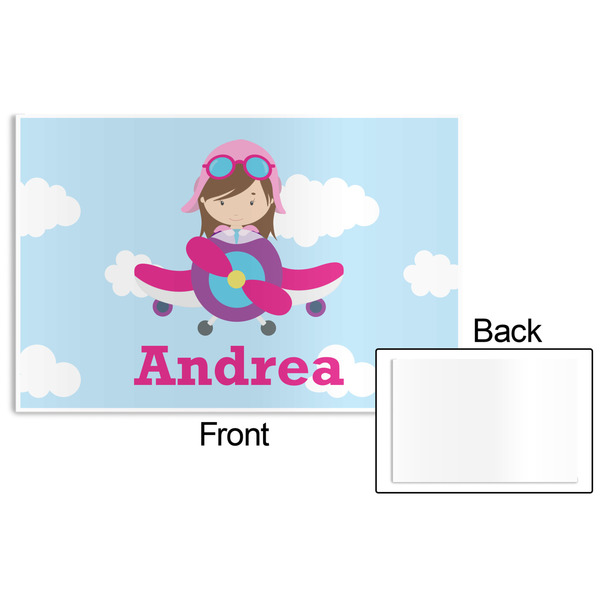 Airplane & Girl Pilot Disposable Paper Placemat - Front & Back