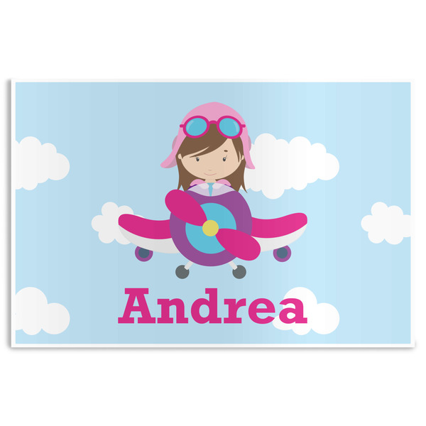 Custom Airplane & Girl Pilot Disposable Paper Placemats (Personalized)