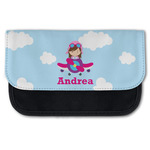 Airplane & Girl Pilot Canvas Pencil Case w/ Name or Text