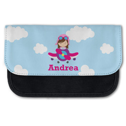 Airplane & Girl Pilot Canvas Pencil Case w/ Name or Text