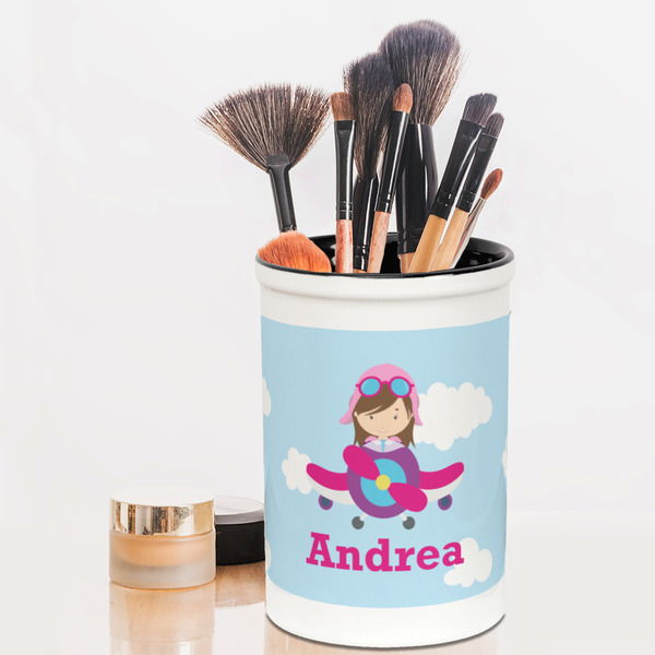 Airplane & Girl Pilot Pencil Holder - LIFESTYLE makeup