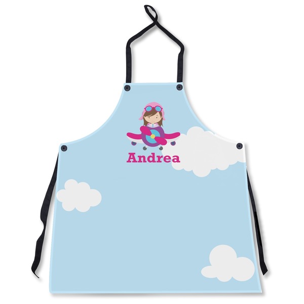 Custom Airplane & Girl Pilot Apron Without Pockets w/ Name or Text